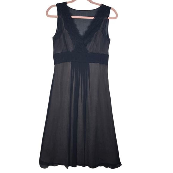 LOFT Babydoll Midi Dress 2 Sheer Lace Cocktail Whimsygoth Y2K Style 100% Silk - Picture 1 of 10